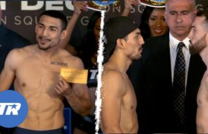 VIDEO: Teofimo Lopez & Sandor Martin Make Weight, Lopez Presents Martin w/ Golden Ticket | Fight Sat. ESPN